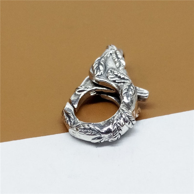 Sterling Silver Large Lobster Clasp W/ Leaf Pattern 925 Etsy