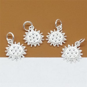 8 Sterling Silver Sun Charms, Sunshine Charms, Shiny Sun Charms, 925 Silver Sun Charms, Bracelet Charm, Necklace Charm