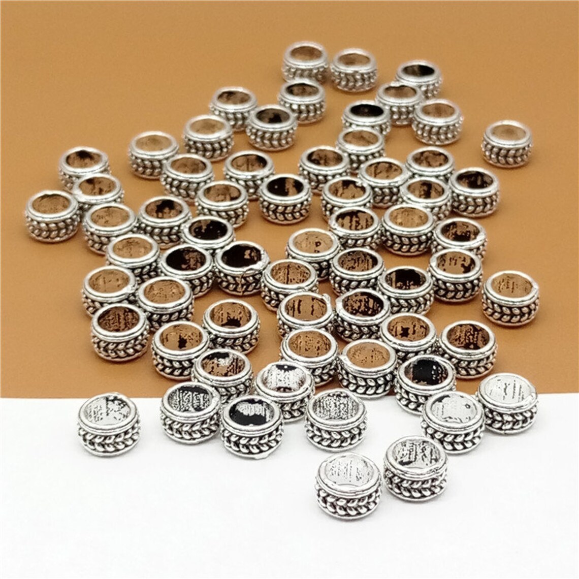 15 Sterling Silver Spacer Beads with Chain Style 925 Silver Etsy