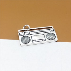 Sterling Silber Boombox Radio Anhänger, 925er Silber Boombox Charme, Boombox Radio Anhänger
