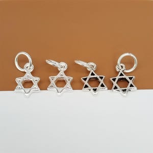 10 Sterling Silver Star of David Charms, Small David Star Charms, 925 Silver Star of David Charms