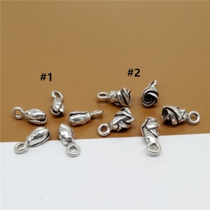 5 Karen Hill Tribe Silver Flower Charms, Higher Silver Content than Sterling Silver