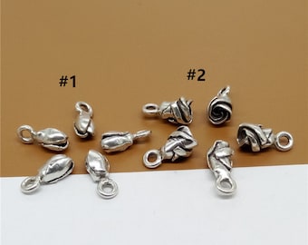 5 Karen Hill Tribe Silver Flower Charms, Higher Silver Content than Sterling Silver