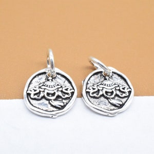8 Sterling Silver Umbrella Charms, 925 Silver Buddhism Charm, Buddhist Charm, Meditation Charm, Bracelet Charm, Necklace Charm