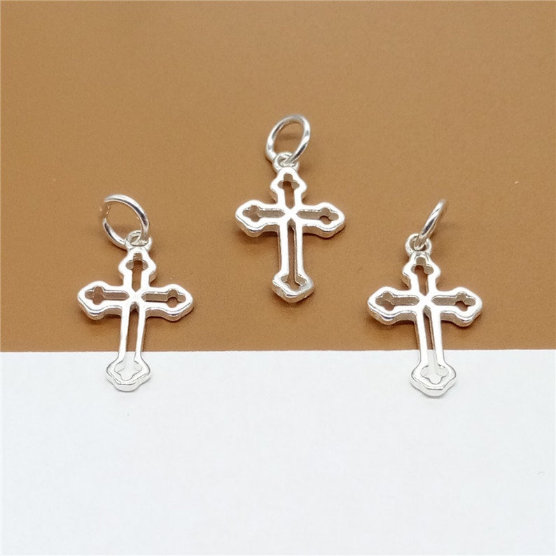 5 Sterling Silver Tiny Cross Charms Sterling Small Cross Etsy