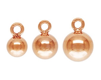 5pcs 14K Rose Gold Filled Ball Drop Charms w/ Closed Jump Ring, Rose Gold Filled Round Ball Charm, Bracelet Charm Necklace Charm 3mm 4mm 5mm
