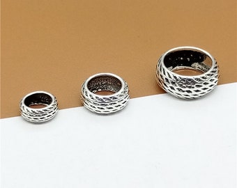 10 Sterling Silver Large Hole Bracelet Spacers, 925 Silver Spacer Beads, Donut Beads 6mm 8mm 10mm