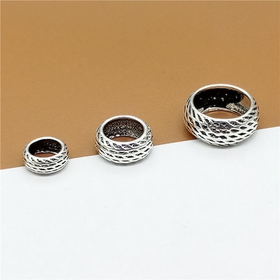 10 Sterling Silver Large Hole Bracelet Spacers, 925 Silver Spacer Beads,  Donut Beads 6mm 8mm 10mm 