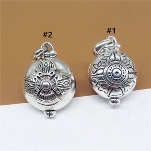 Sterling Silver Double Dorje Prayer Box Pendant, 925 Sterling Silver Locket For Necklace, 925 Silver Prayer Box, Memory Box, Gau Box