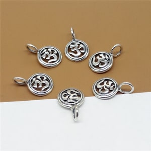 5 Sterling Silver OM Charms, OMH Charms, 925 Silver Yoga Charms, Meditation Charms, Small OM