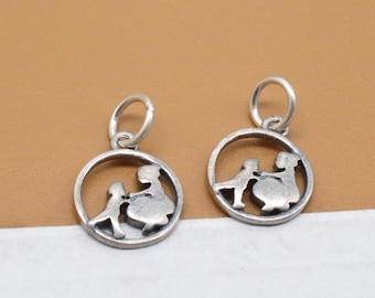 2 ciondoli in argento sterling raffiguranti madre e figlio, ciondolo in argento 925 per madre e bambino, ciondolo per bambini, ciondolo per la festa della mamma, ciondolo per bracciale, ciondolo per collana