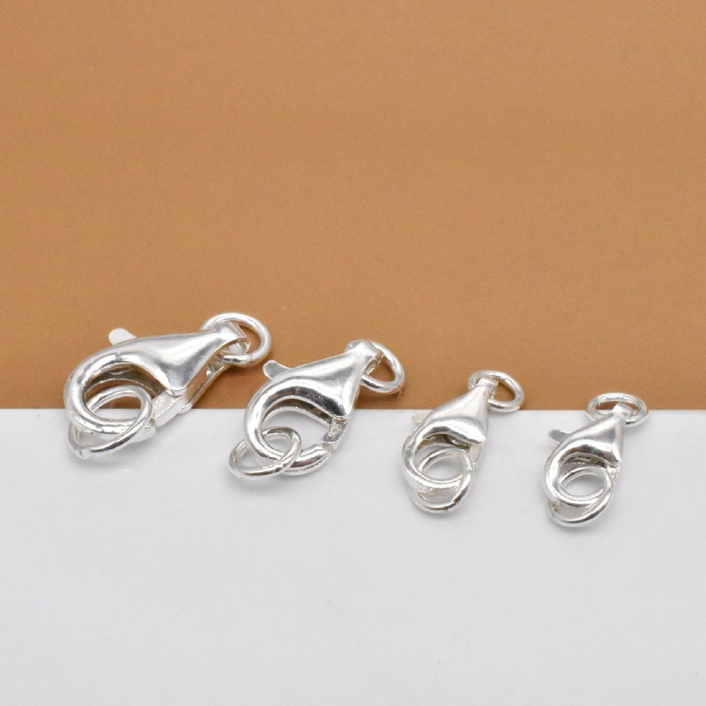 10 Sterling Silver Trigger Clasps w/ 2 Closed Jump Rings, 925 Silver Trigger Clasp, Lobster Claw Clasp, Lobster Clasp for Necklace Bracelet image 4