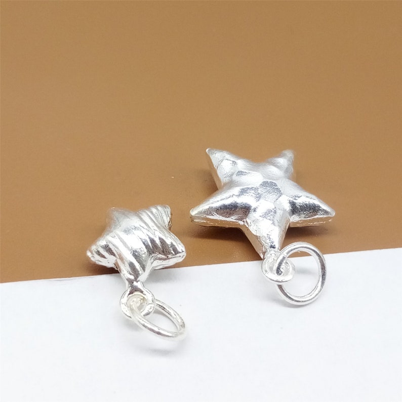 Bracelet Charm 925 Sterling Silver Shiny Pentagram Charm Hammered Pentagram Necklace Charm Star Charm