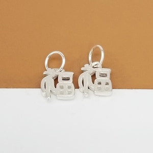 4 Sterling Silver Good Fortune Charms, 925 Silver Chinese Fu Charm, Small Shiny Lucky Pendant, Bracelet Charm, Necklace Charm 福
