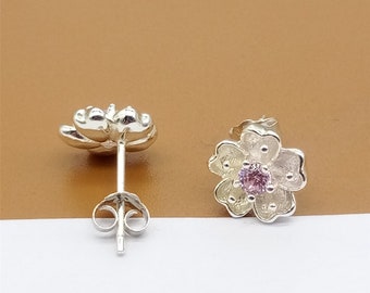 Orecchini A Perno Con Rosa Nera In Argento Sterling: Design Gotico, 1x1 Cm, Per Lobo