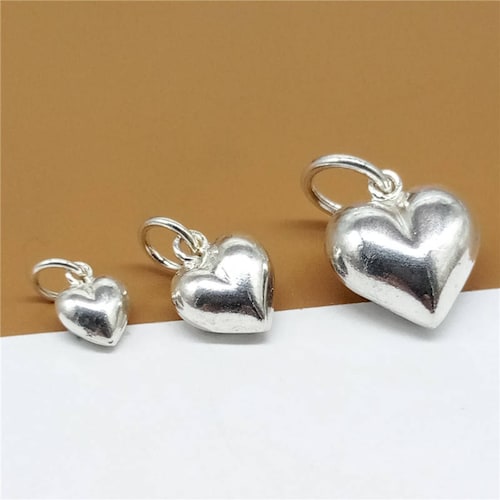 Sterling Silver Heart Charms 3D 925 Silver Love Charms - Etsy UK