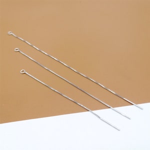 4prs Sterling Silver Box Chain Earring Threader Rhodium Plated, 925 Silver Ear Wire Threader, Tarnish Free Ear Threader 70mm 90mm 110mm
