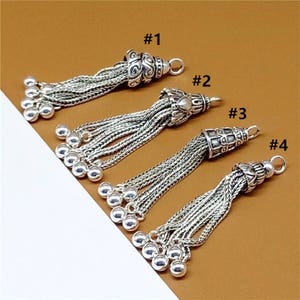 Sterling Silver Wheat Tassel Necklace Charms, 925 Silver Tassel Charms for Necklace Bracelet