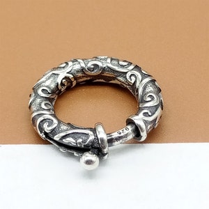 Sterling Silver Oxidized Spiral Spring Ring Clasp, 925 Silver Spring Ring Clasp, Large Spring Ring