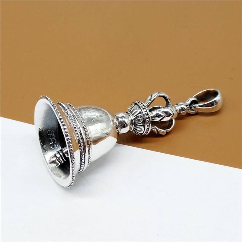 Sterling Silver Hand Bell Pendant Sterling Silver Handbell Etsy