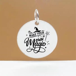 Sterling Silver Halloween Charm, Disc Charm, Make your own magic Charm, Personalized Charm, 925 Silver Engraved Pendant