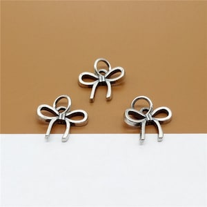 4 Sterling Silver Bow Charms, 925 Silver Bow Charms, Oxidized Bow Knot Charms for Bracelet Necklaces