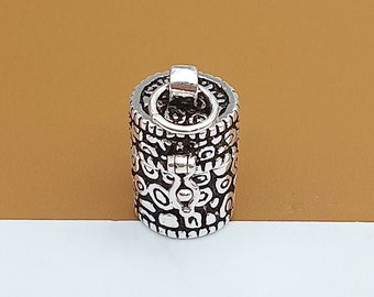 Médaillon de type pavé en argent sterling, pendentif de boîte de prière, pendentif de médaillon de cylindre d’argent 925, boîte de prière, boîte de souhaits, boîte de collier de mémoire