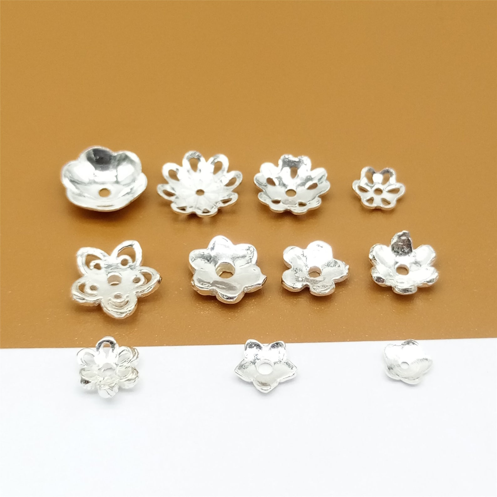 30 Sterling Silver Bead Caps 925 Stering Silver Flower Bead Etsy