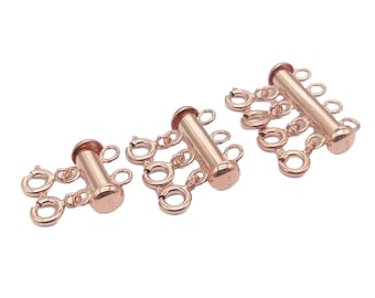 Sterling Silver Layered Detangler Clasp w/ Rose Gold Plated, 925 Sterling Silver Layering Clasp, 925 Silver Detangler Clasp, Necklace Clasp