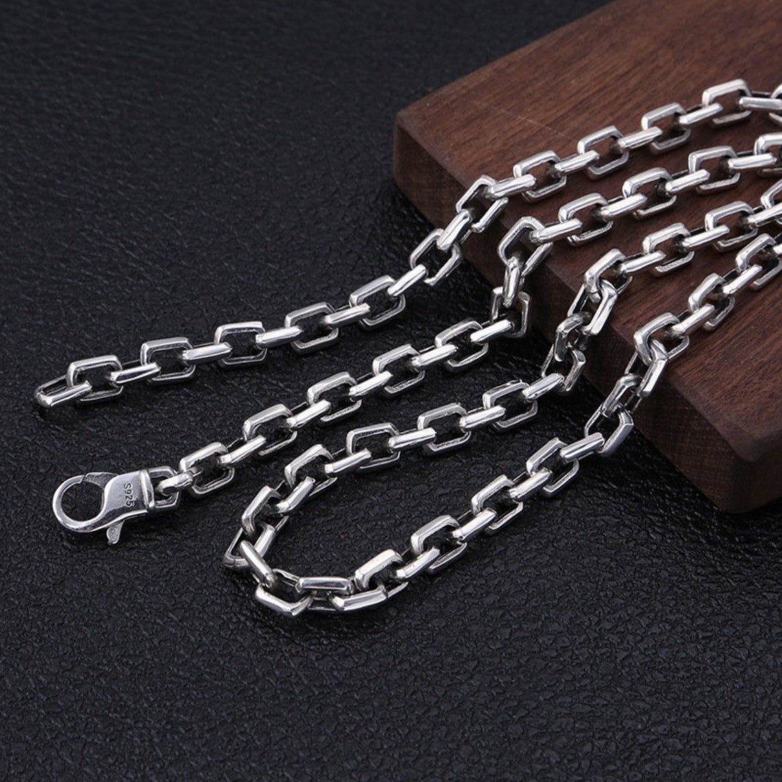 Sterling Silver Heavy Square Rolo Chain Chunky 925 Silver - Etsy