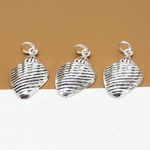 5 Sterling Silver Conch Charms, Sea Shell Charm, 925 Silver Conch Charm, Sea Charm, Ocean Charm, Beach Charm for Bracelet Necklace
