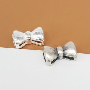 4 Sterling Silver Bow Beads, 925 Silver Bow Bead, Bowknot Bead, Butterfly Knot Bead, Bowtie Bead, Bow Spacer Bead, Bracelet Bead