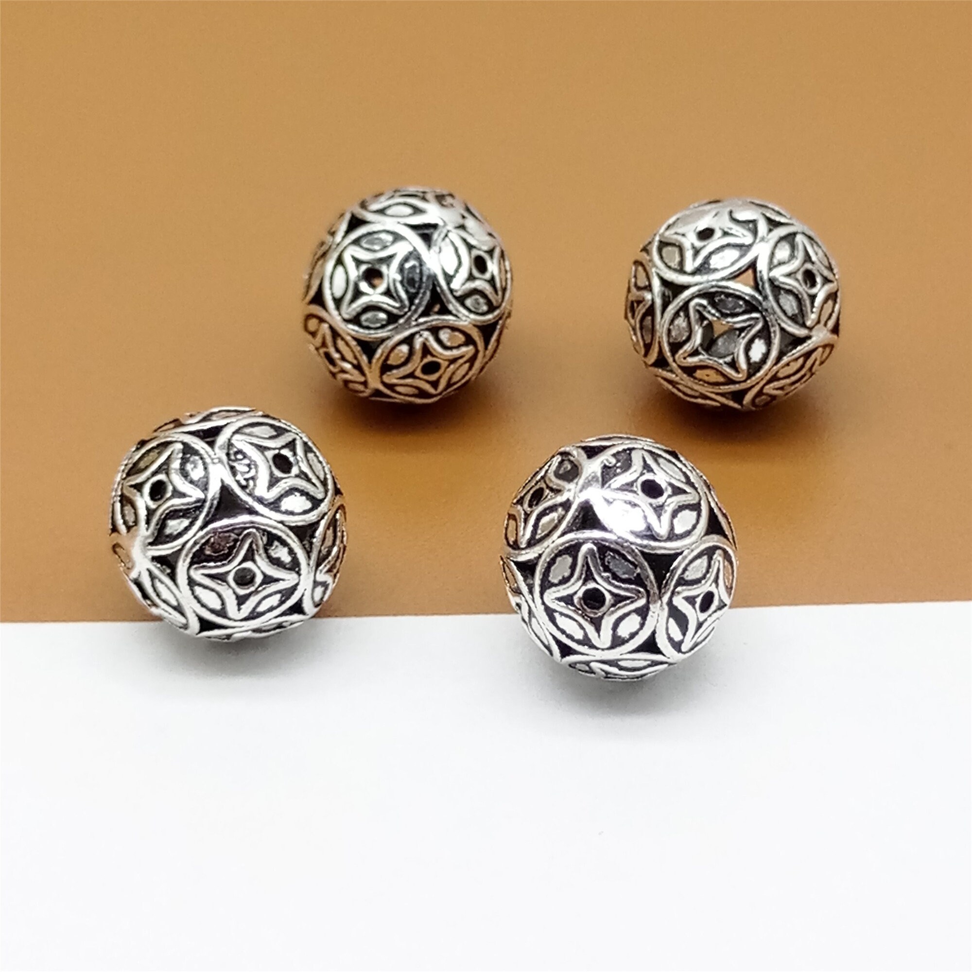 2 Sterling Silver Round Ball Beads 10mm 925 Silver Round Etsy