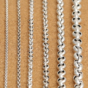 Sterling Silver Rolo Chain, 925 Silver Belcher Chain, Rolo Necklace Chain 3.5mm 4mm 5mm 6mm 8mm 10mm 18 20 22 24 26 28 30 32 34 36 38 Inches image 1