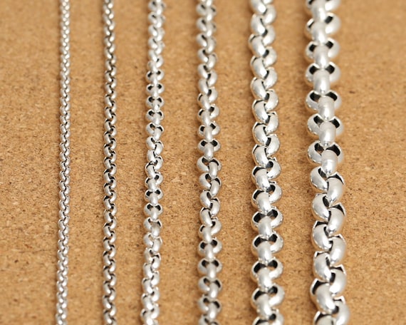 Sterling Silver Rolo Chain, 925 Silver Belcher Chain, Rolo Necklace Chain  3.5mm 4mm 5mm 6mm 8mm 10mm 18 20 22 24 26 28 30 32 34 36 38 Inches -   Canada