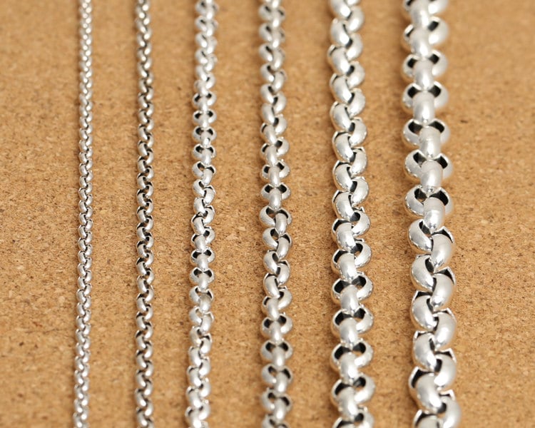 Sterling Silver Rolo Chain, 925 Silver Belcher Chain, Rolo