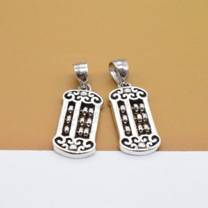 2 Sterling Silver Abacus Charms, 925 Silver Spiral Chinese Abacus Charm, Counting Frame Charm, Calculate Charm, Bracelet Charm