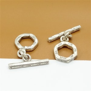 3 Thai Karen Hill Tribe Silver Toggle Clasp, Higher Silver Content Than Stering Silver Toggle Clasps, Stick and Circle
