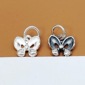 8 Sterling Silver Butterfly Charms, 925 Silver Bow Knot Charm, Nature Charm, Garden Necklace, Bracelet Charm, Necklace Charm
