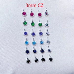 10 sterlingzilveren ringbedels 3 mm 4 mm, 925 zilveren CZ-steenbedels, ringbedel, armbandbedel, kettingbedel