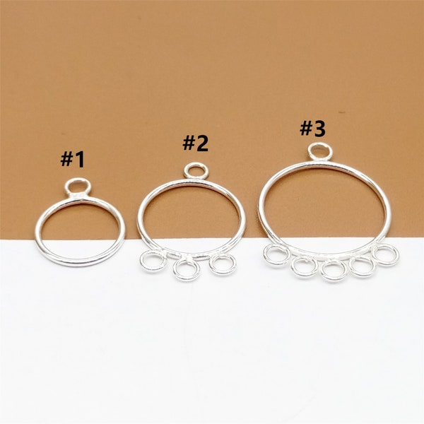 8 Pairs Sterling Silver Round Drops with Closed Jump Ring, Earring Connectors, Earring Drop Ring, 925 Silver Circle Drop for Earring