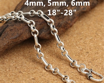 Sterling Silver Figaro Chain, Link Chain Necklace, 925 Silver New Rolo Chain Necklace, Sterling Belcher Chain