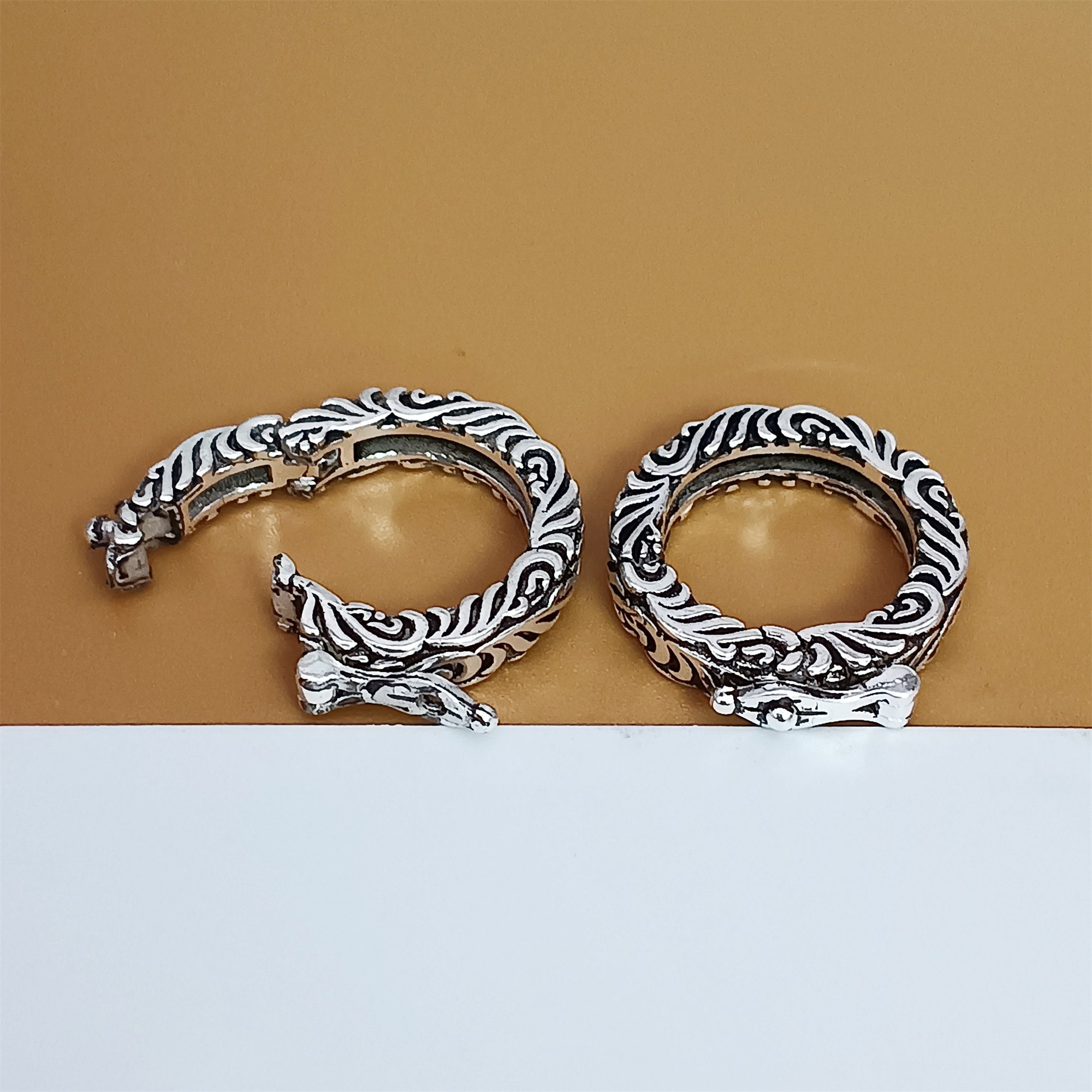 Boucles D'oreilles Vintage En Argent Sterling Norvégiennes - Énormes Modèles émaillés Style Art Déco - Occasion