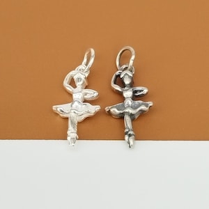 4 Sterling Silver Ballet Dancer Charms 3D, 925 Silver Ballet Girl Charm, Ballerina Charm, Bracelet Charm, Necklace Charm