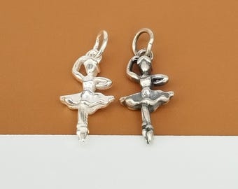 Charme Argent Sterling Vintage – Danseuse Chaussons 4,9 G, 2,5 Cm, Poinçon 925