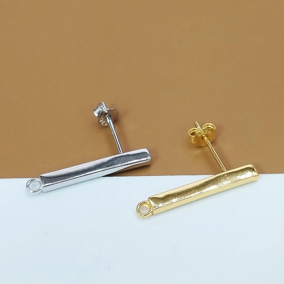 2 Orecchini A Perno In Argento Sterling Con Anello Chiuso, Orecchini A Perno In Argento 925 Placcato Rodio Con Chiusure, Orecchini A Perno Placcati Oro - Italia - Foto 4