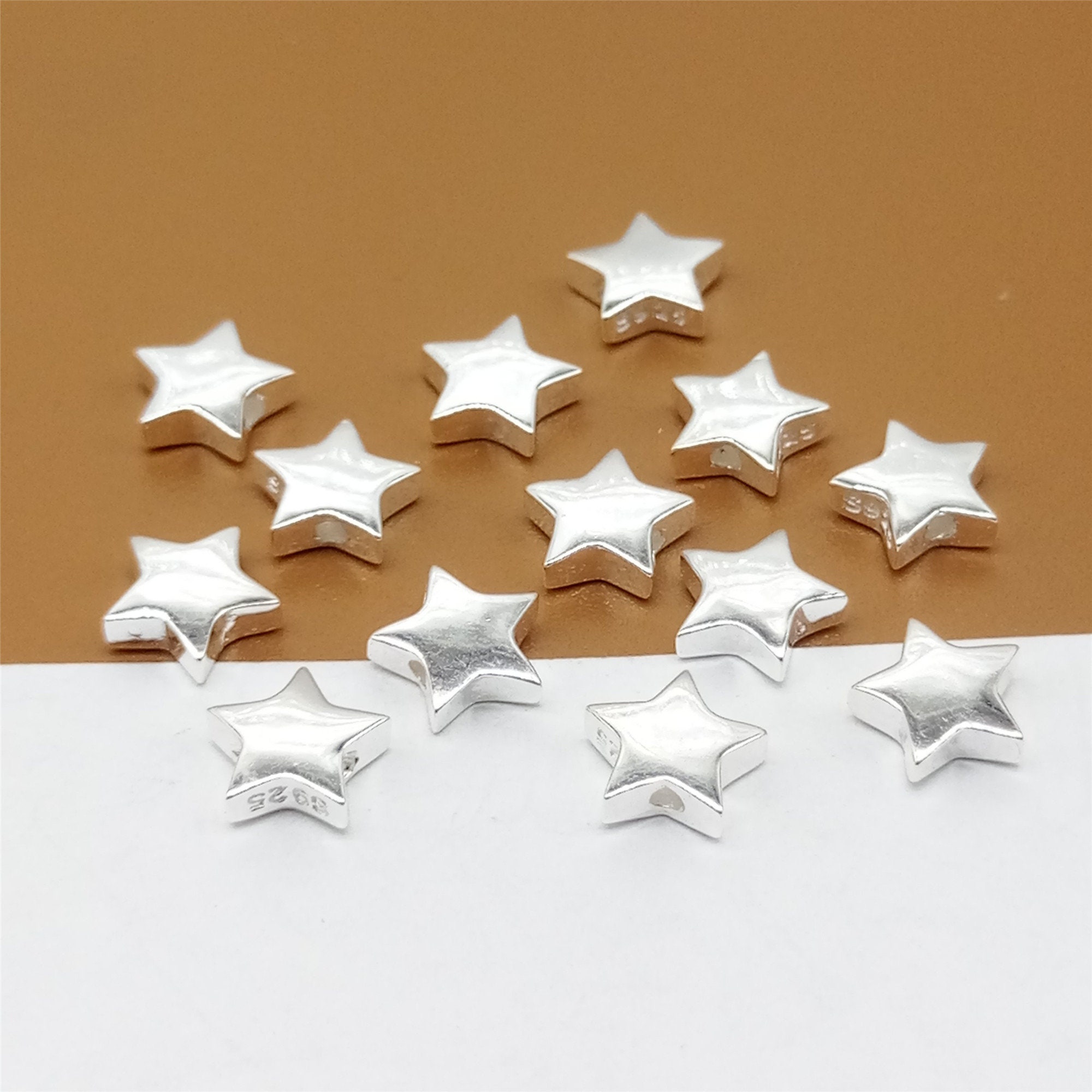 8 Sterling Silver Star Beads 925 Silver Star Bead Star Etsy