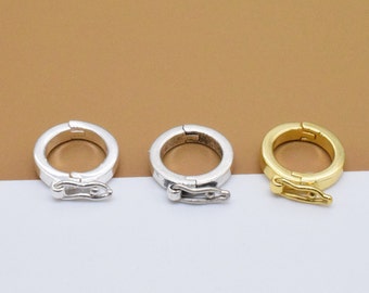 Sterling Silver Round Clasp, 925 Silver Circle Clasp, Gold Plated Lock Clasp, Round Lock Clasp, Bracelet Clasp, Necklace Clasp 10.5mm