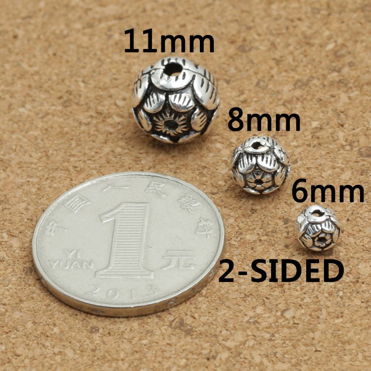 Sterling Silver Lotus Beads With Two Same Sides 925 Silver Etsy