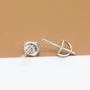 5 Pairs Sterling Silver Threaded Post Earnut, 925 Silver Screw Type Earnut, Earring Findings, Earring Component